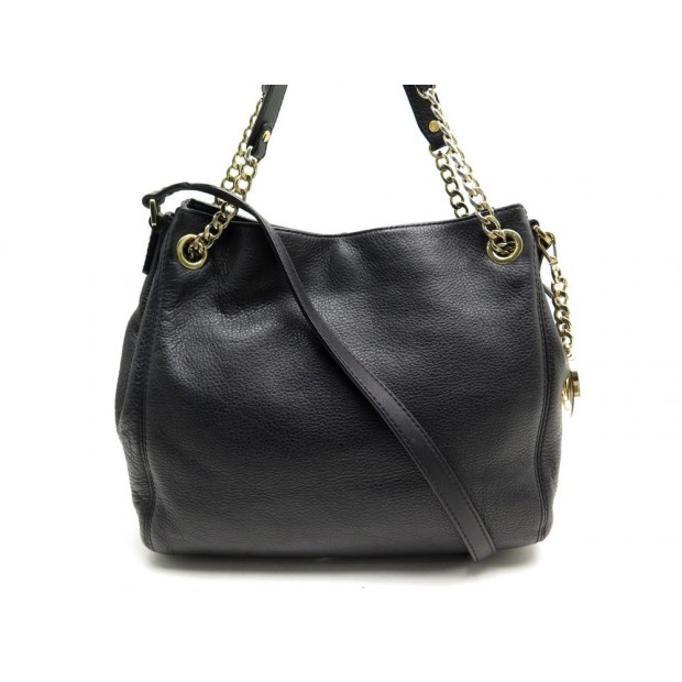 SAC A MAIN MICHAEL KORS JET SET CHAIN BANDOULIERE CUIR GRAINE NOIR HAND BAG 295€