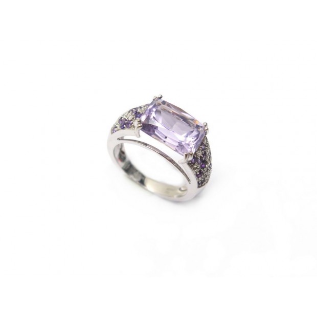 BAGUE MAUBOUSSIN MA PRINCESSE D AMOUR T53 OR BLANC DIAMANTS AMETHYSTE RING 1665€