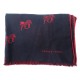 FOULARD HERMES ECHARPE TISSEE REVERSIBLE H702512T05 CACHEMIRE BLEU ET ROUGE 750€