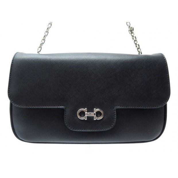 NEUF SAC A MAIN SALVATORE FERRAGAMO LUCIANA AU-21 B723 CUIR NOIR HAND BAG 740€