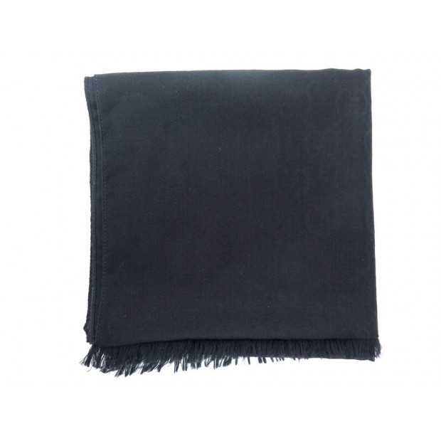 NEUF FOULARD GUCCI ECHARPE JACQUARD GUCCISSIMA GG LAINE & SOIE NOIR SCARF 350€