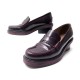 CHAUSSURES HERMES MOCASSINS A TALONS NEWARK 37 CUIR AUBERGINE LOAFERS SHOES 690€
