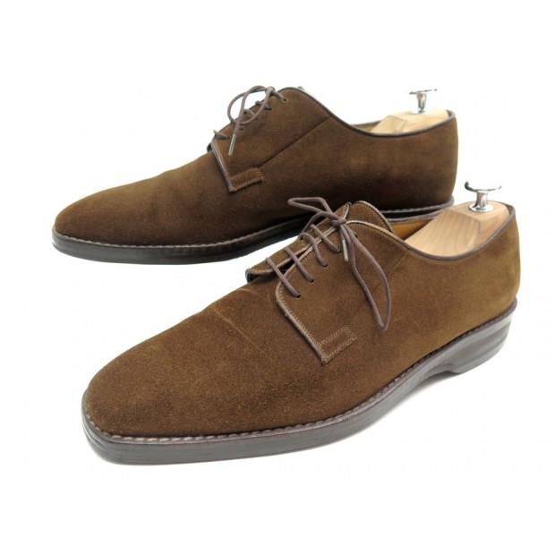 CHAUSSURES AUBERCY 7.5E 41.5 DERBY EN DAIM MARRON BROWN SUEDE SHOES 780€