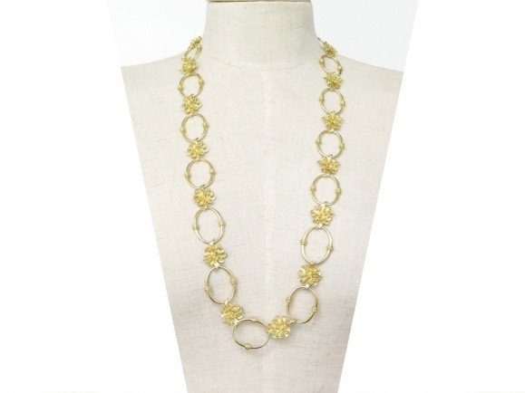 collier hermes sautoir fleurs 80 cm or jaune