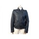 MANTEAU BLOUSON JOHN GALLIANO 40 M VESTE EN CUIR BLEU MARINE JACKET COAT 1075