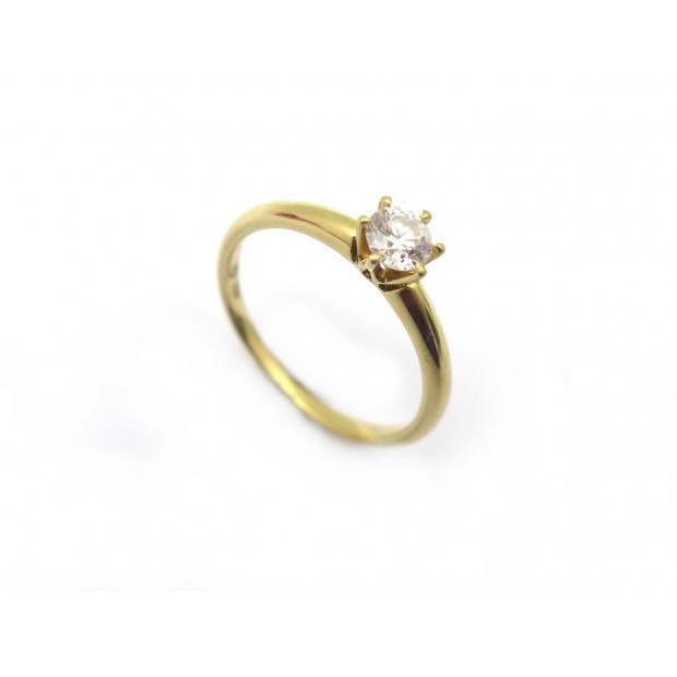 BAGUE SOLITAIRE T 54 EN OR JAUNE 18K DIAMANT 0.4 CT ECRIN DIAMOND RING 1690€