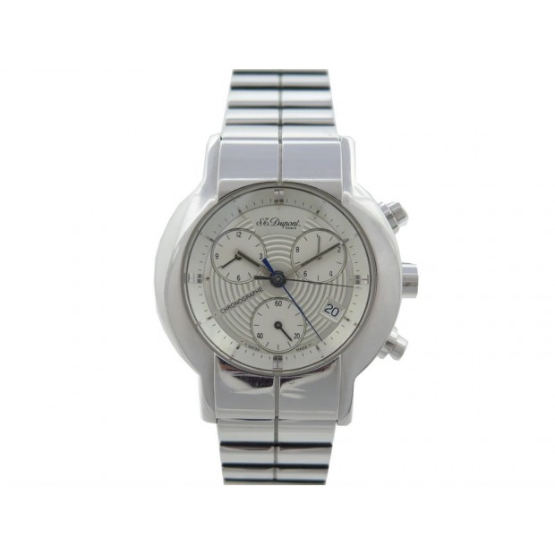 MONTRE ST DUPONT GEOMETRIE 40 MM QUARTZ CHRONOGRAPHE EN ACIER +BOITE WATCH 1570€