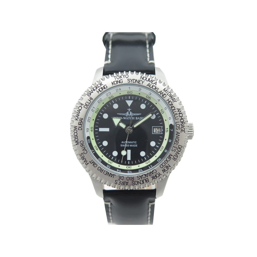 montre zeno world time pilot 1913 automatic 43 mm en