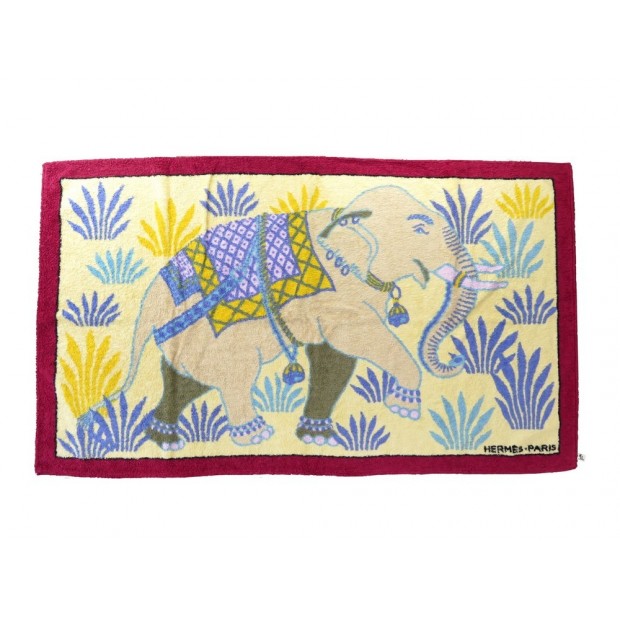 NEUF SERVIETTE DE BAIN PLAGE HERMES ELEPHANT DRAP JAUNE BLEU BEACH TOWEL 440€