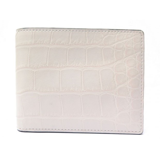 NEUF PORTEFEUILLE DELVAUX EN CUIR CROCODILE BLANC