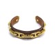 BRACELET HERMES MAILLONS CHAINE D'ANCRE DORE ET CUIR MARRON T17 LEATHER BANGLE