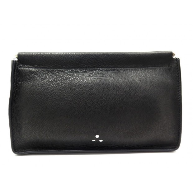 NEUF SAC POCHETTE A MAIN JEROME DREYFUSS CLIC CLAC L EN CUIR NOIR CLUTCH 210€