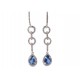 NEUF BOUCLES D'OREILLES PENDANTES EN OR BLANC 14 SAPHIRS 118 DIAMANTS EARRINGS