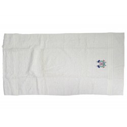 SERVIETTE DE BAIN HERMES BRODERIE H 105 CM EN COTON BLANC COTTON BATH TOWEL