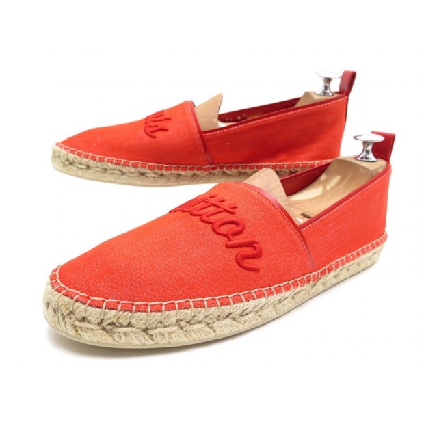 NEUF CHAUSSURES LOUIS VUITTON ESPADRILLES WATERFALL 39.5 TOILE ROUGE SHOES 460€