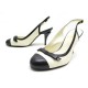 NEUF CHAUSSURES CHANEL G26366 ESCARPINS SLINGBACK 37 CUIR BEIGE NOIR SHOES 690€