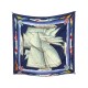 FOULARD HERMES VENT PORTANT PAR YANNICK MANIER SOIE BLEU MARINE SILK SCARF 370€