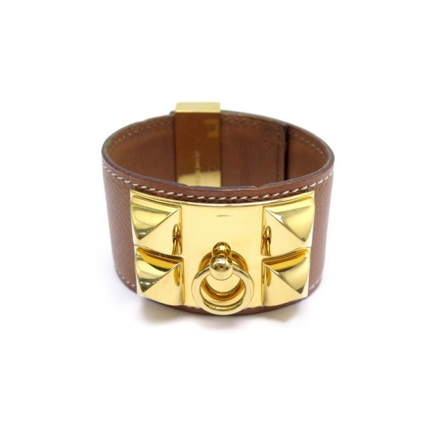 BRACELET HERMES COLLIER DE CHIEN CUIR GOLD 