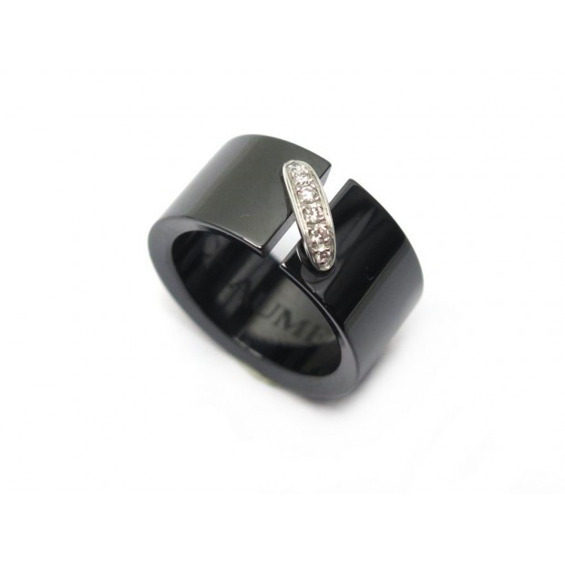 NEUF BAGUE CHAUMET LIENS 082228 T52 CERAMIQUE NOIR OR BLANC DIAMANTS ECRIN 1030€