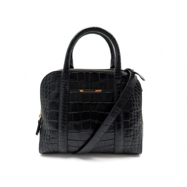 NEUF ADJANI PM CUIR FACON CROCO LANCEL NOIR 