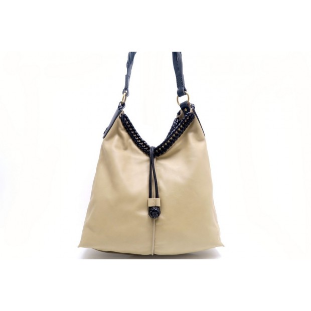 NEUF SAC A MAIN YVES SAINT LAURENT 266548 CABAS CUIR BEIGE NOIR PURSE BAG 1350€