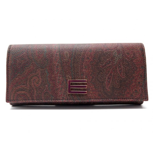 NEUF PORTEFEUILLE ETRO 1A554 COMPAGNON TOILE BORDEAUX + BOITE CANVAS WALLET 380€