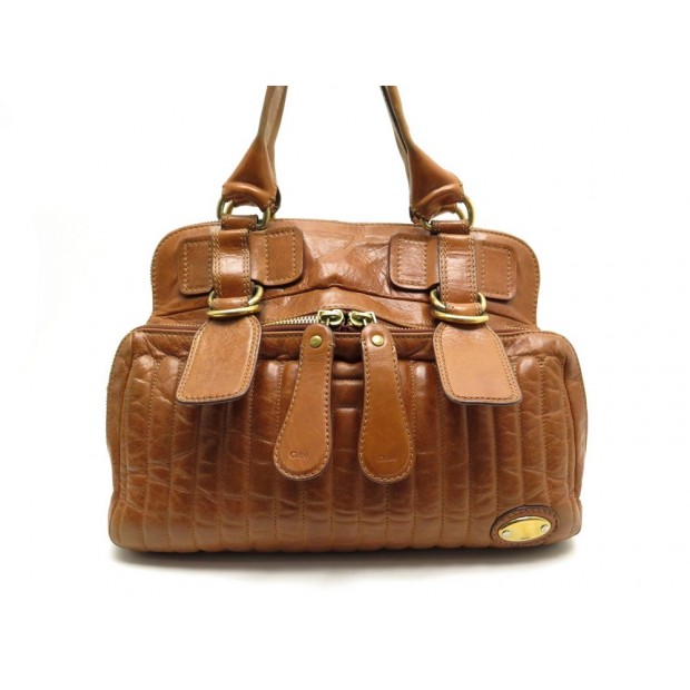 SAC A MAIN CHLOE QUILTED BAY 36 CM EN CUIR MARRON LEATHER HAND BAG PURSE 1580€