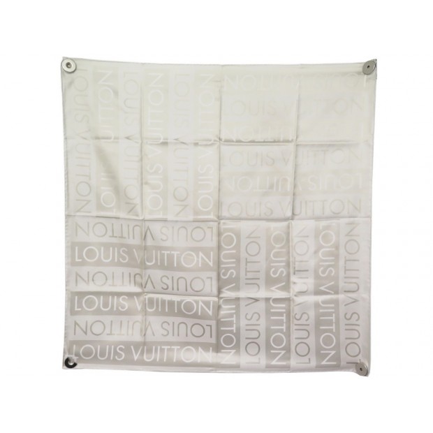 FOULARD LOUIS VUITTON CARRE 70 CM LOGO EN SOIE BEIGE SILK SCARF 330€