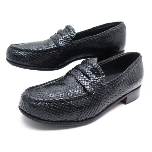 CHAUSSURES JM WESTON 180 MOCASSINS 2.5D 35.5 CUIR TRESSE NOIR BRAIDED SHOES 610€