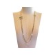 NEUF COLLIER CHANEL SAUTOIR LOGO CC ET PERLES 77 CM EN METAL DORE NECKLACE 1150€