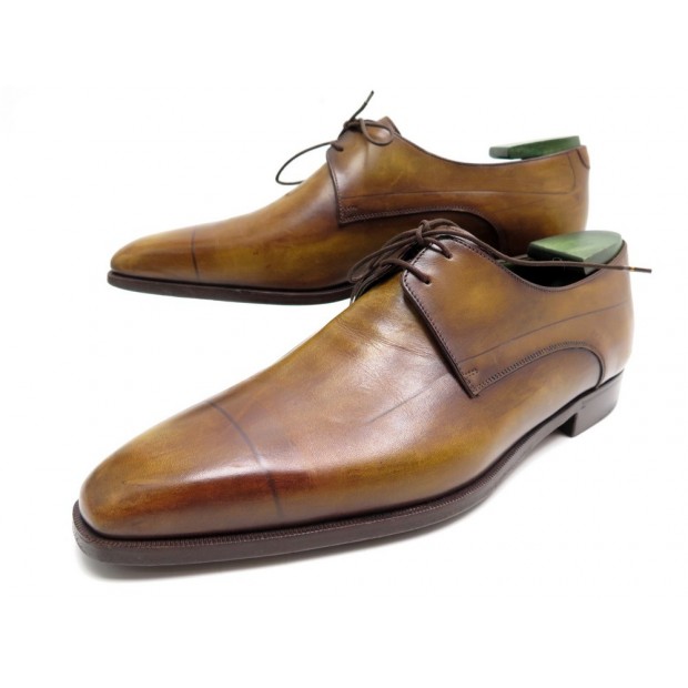 NEUF CHAUSSURES BERLUTI DERBY 2 OEILLETS 10 44 CUIR PATINE MARRON SHOES 1670€