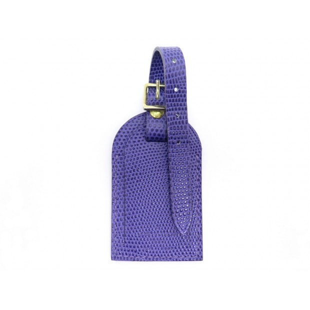 NEUF PORTE ADRESSE ETIQUETTE LOUIS VUITTON CUIR LEZARD VIOLET NEW LABEL HOLDER