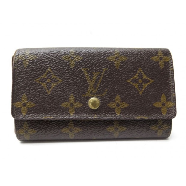 PORTE MONNAIE LOUIS VUITTON ZIP TOILE MONOGRAM ET CUIR MARRON WALLET PURSE 270€