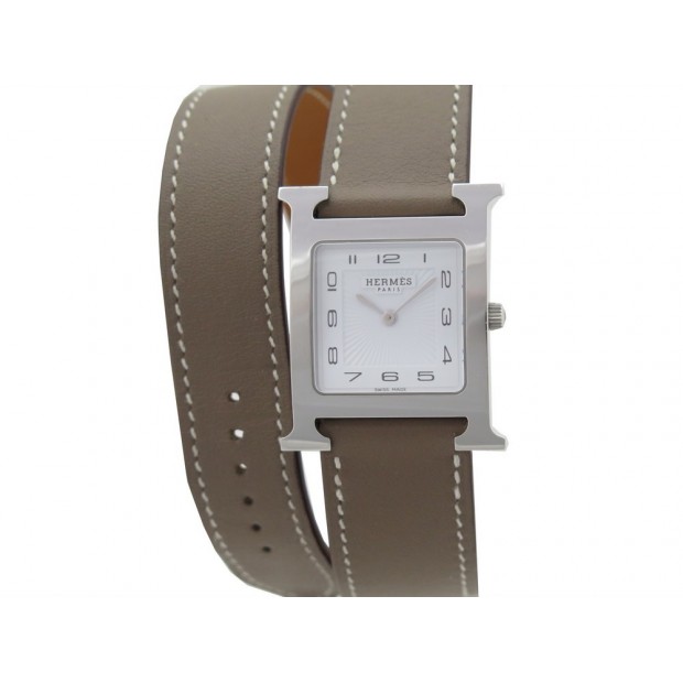 NEUF MONTRE HERMES HH1.510 HEURE H PM DOUBLE TOUR ACIER CUIR ETOUPE +BOITE 2300€