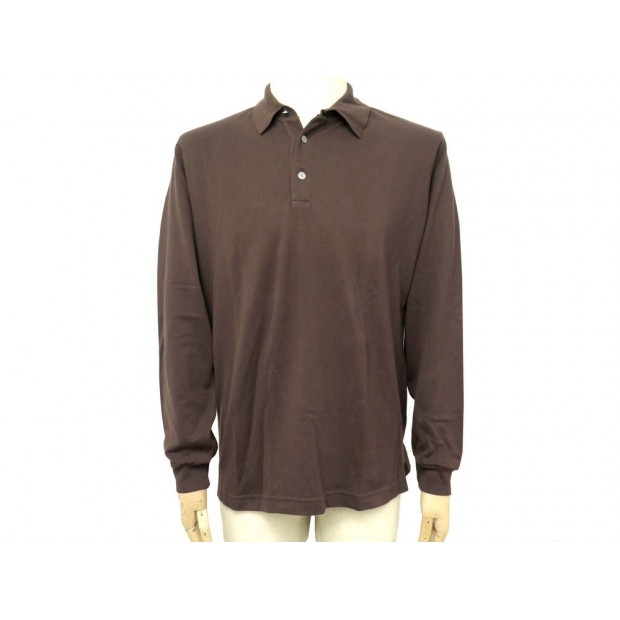 NEUF POLO HERMES MANCHES LONGUES TAILLE 50 M EN COTON MARRON COTTON TSHIRT 375€