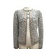 NEUF PULL CHANEL GILET P39191 S 36 STRASS BOUTON LOGO CC LAINE ALPAGA VEST 4200€