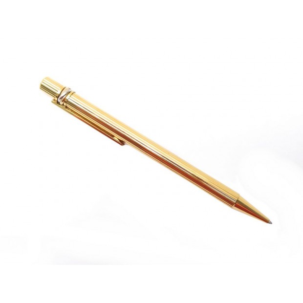 STYLO A BILLE MUST DE CARTIER TRINITY EN PLAQUE OR DORE GOLDEN BALL PEN 320€