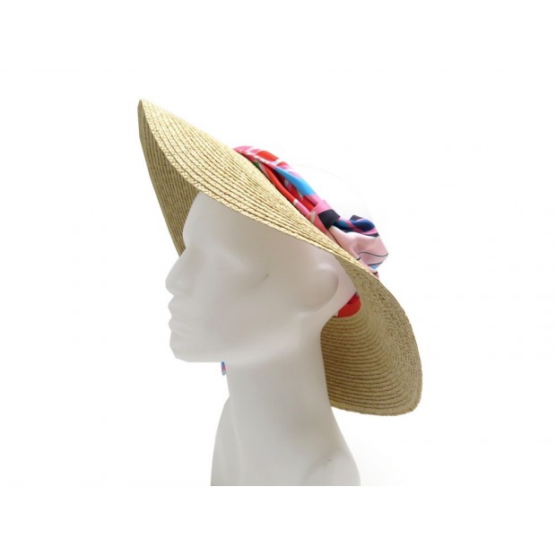 NEUF CHAPEAU HERMES ROMANCE VISIERE RAPHIA ET SOIE NEW RAFFIA AND SILK HAT 425€