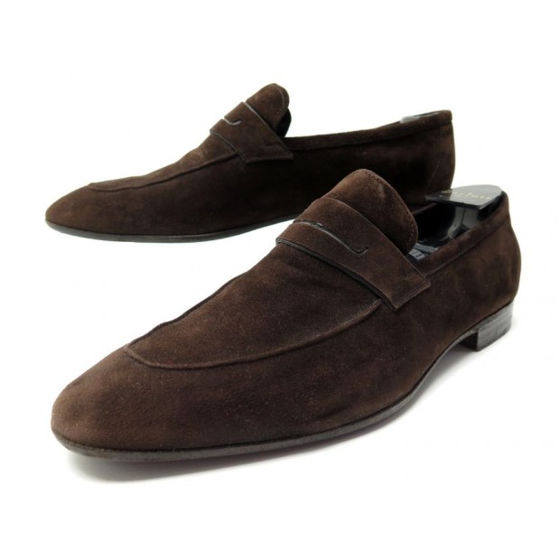 CHAUSSURES BERLUTI MOCASSINS 42 8 EN DAIM MARRON SUEDE LOAFERS SHOES 1720€