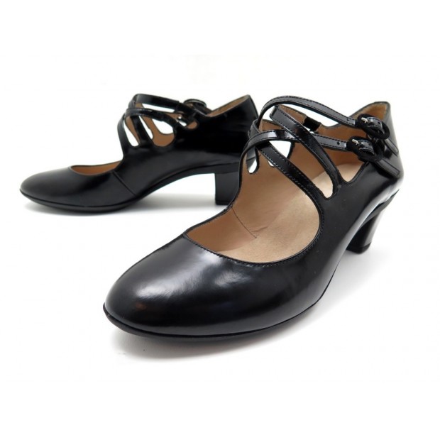 NEUF CHAUSSURES REPETTO ESCARPINS BABIES 37.5 EN CUIR NOIR VERNI SHOES 290€