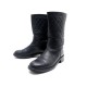 CHAUSSURES CHANEL G29322 BOTTINES MOTARD 39 CUIR NOIR + BOITE BOOTS SHOES 1200€