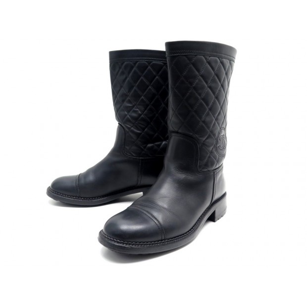 CHAUSSURES CHANEL BOTTES MOTARDES 39 