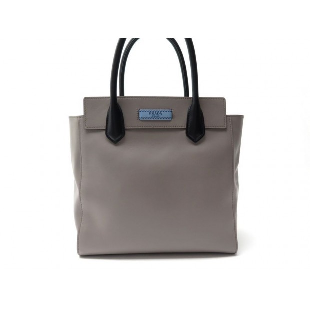 NEUF SAC A MAIN PRADA EN CUIR GRIS 28 CM PORTE EPAULE GREY LEATHER HANDBAG 2200€