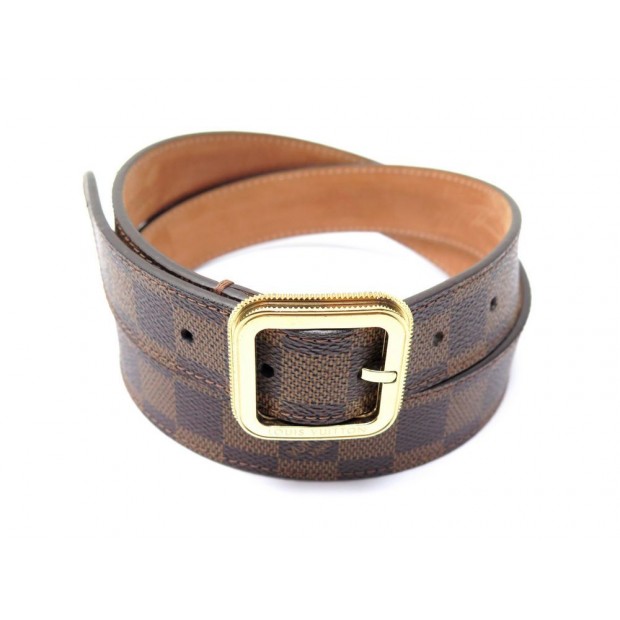 CEINTURE LOUIS VUITTON TRESOR M9729 EN TOILE DAMIER EBENE T85 CANVAS BELT 390€