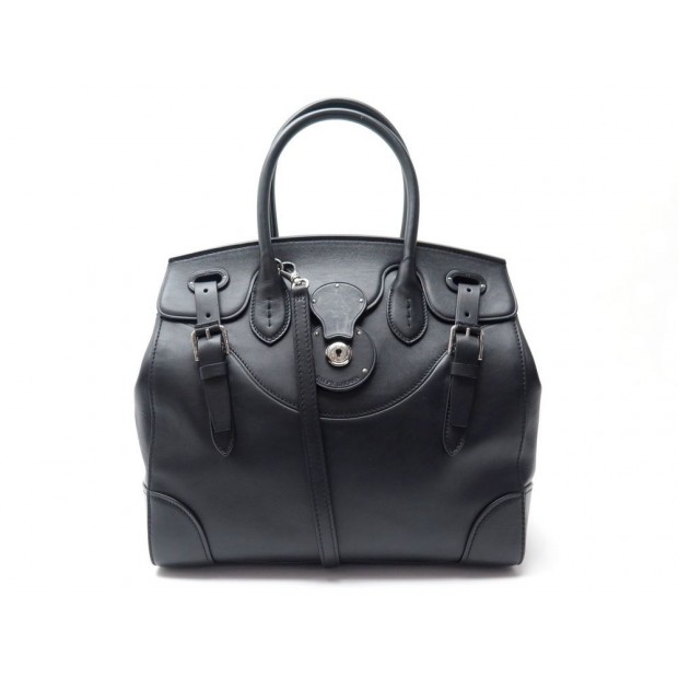 SAC A MAIN RALPH LAUREN RICKY 435189535 BANDOULIERE EN CUIR NOIR HANDBAG 1950€