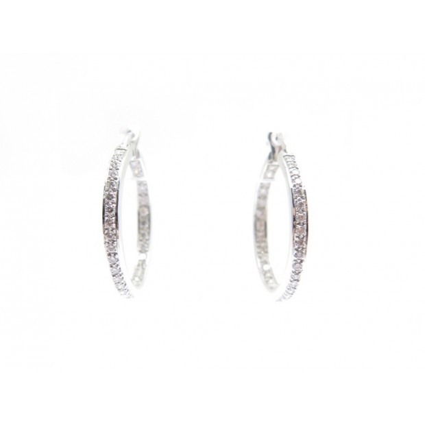 BOUCLES D'OREILLES CREOLE EN OR BLANC 18K ET DIAMANTS GOLD & DIAMONDS EARRINGS