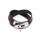 BRACELET HERMES KELLY DOUBLE TOUR T 17 EN CUIR SWIFT BORDEAUX ACIER BROSSE 450€