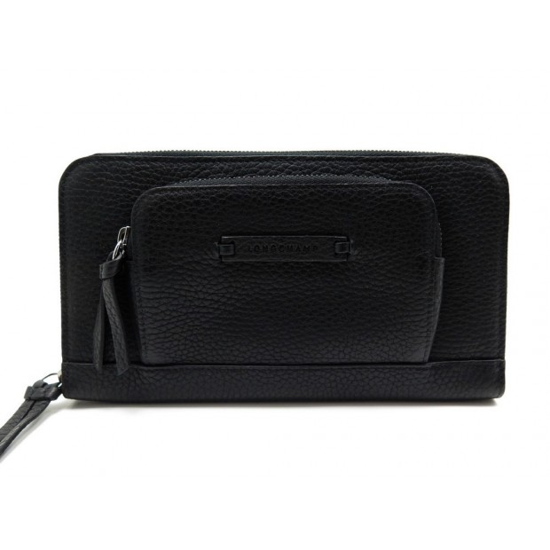 NEUF PORTEFEUILLE LONGCHAMP CUIR GRAINE NOIR 