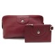 LOT TROUSSE + POCHETTE CLES LONGCHAMP CUIR BORDEAUX 