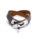 BRACELET HERMES KELLY CUIR TAUPE ACIER PALLADIE 